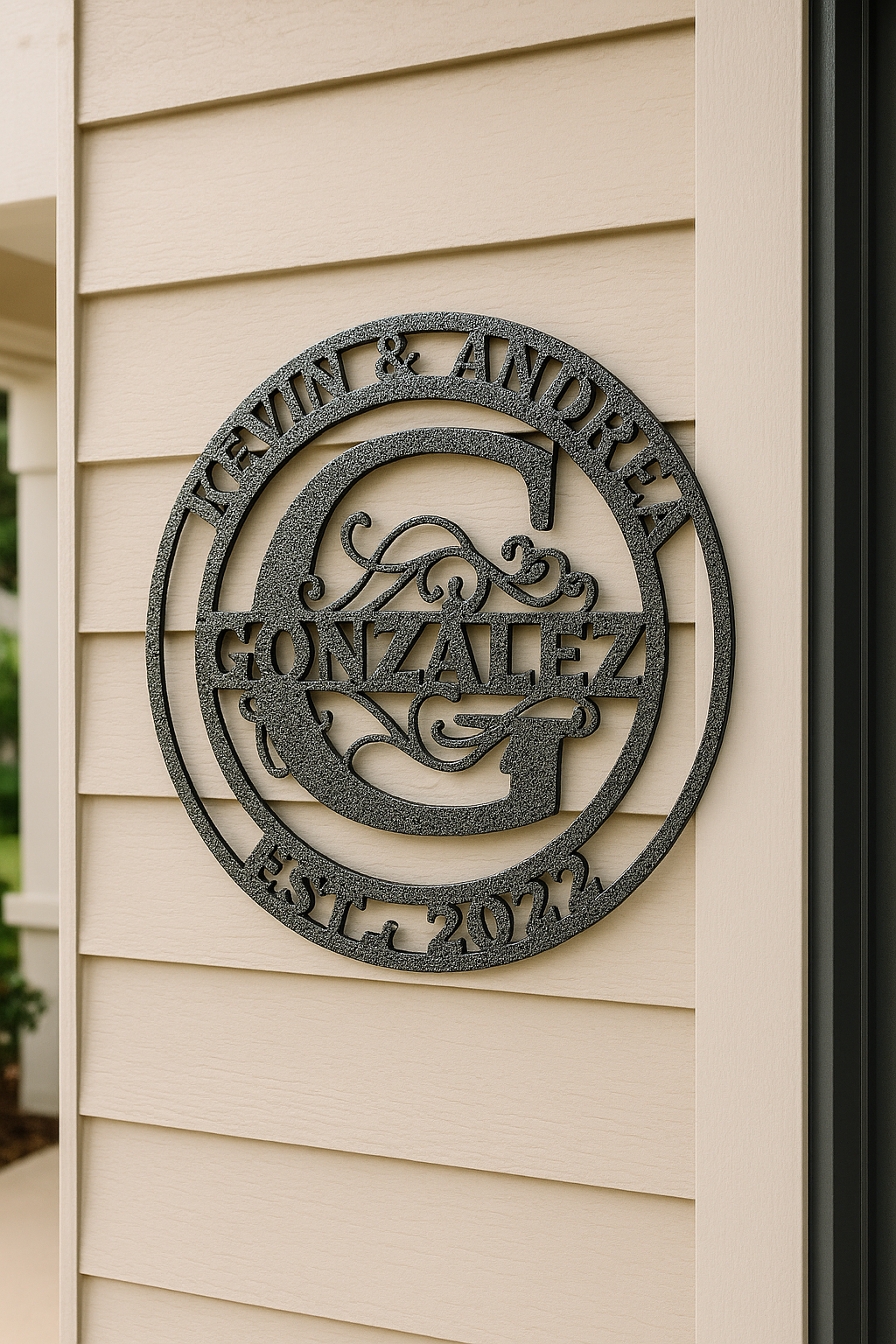 Custom Steel Family Name Sign – Powder Coat Finish – Personalized Wedding, Housewarming, or Anniversary Gift