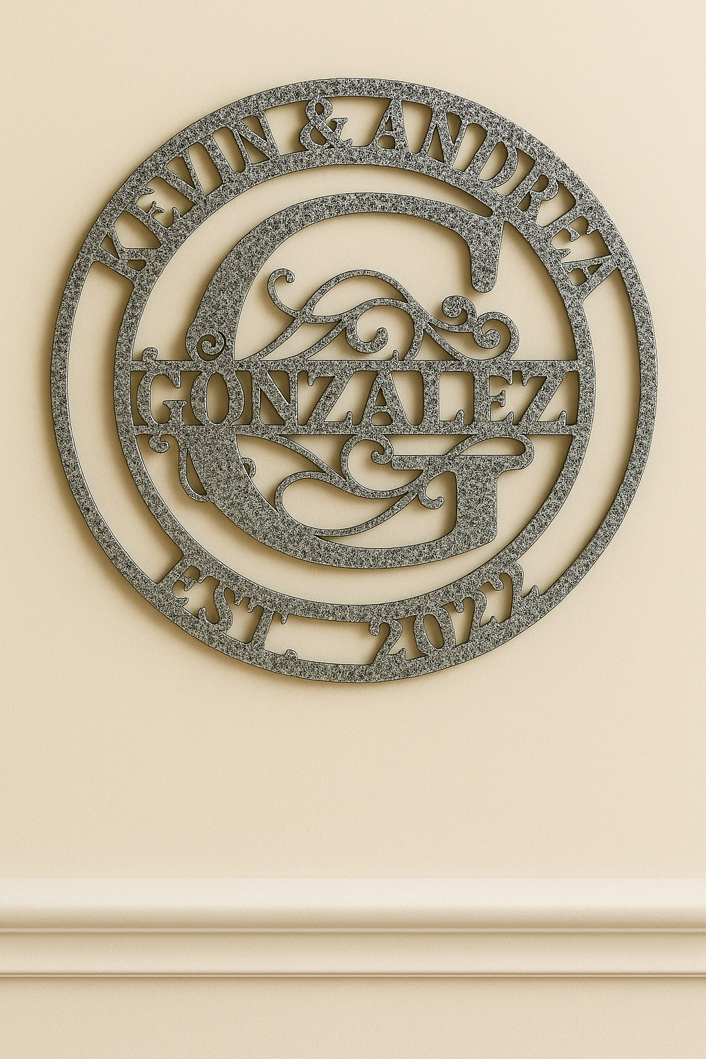 Custom Steel Family Name Sign – Powder Coat Finish – Personalized Wedding, Housewarming, or Anniversary Gift