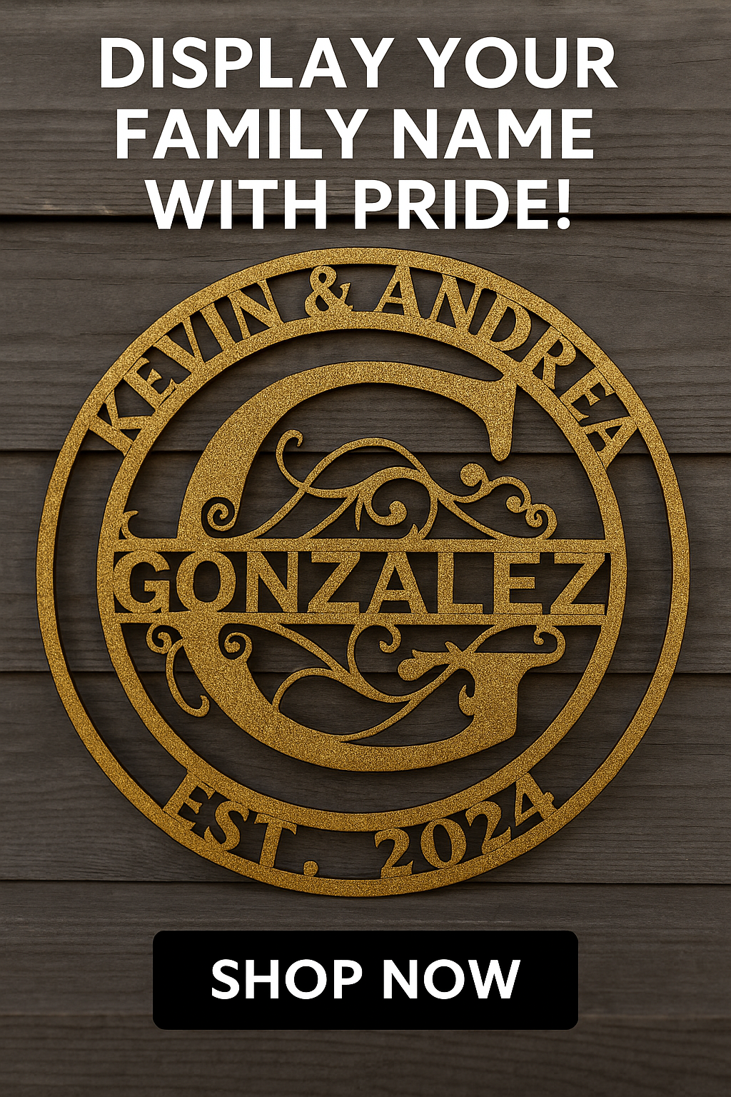 Custom Steel Family Name Sign – Powder Coat Finish – Personalized Wedding, Housewarming, or Anniversary Gift