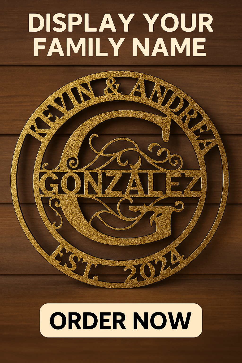 Custom Steel Family Name Sign – Powder Coat Finish – Personalized Wedding, Housewarming, or Anniversary Gift