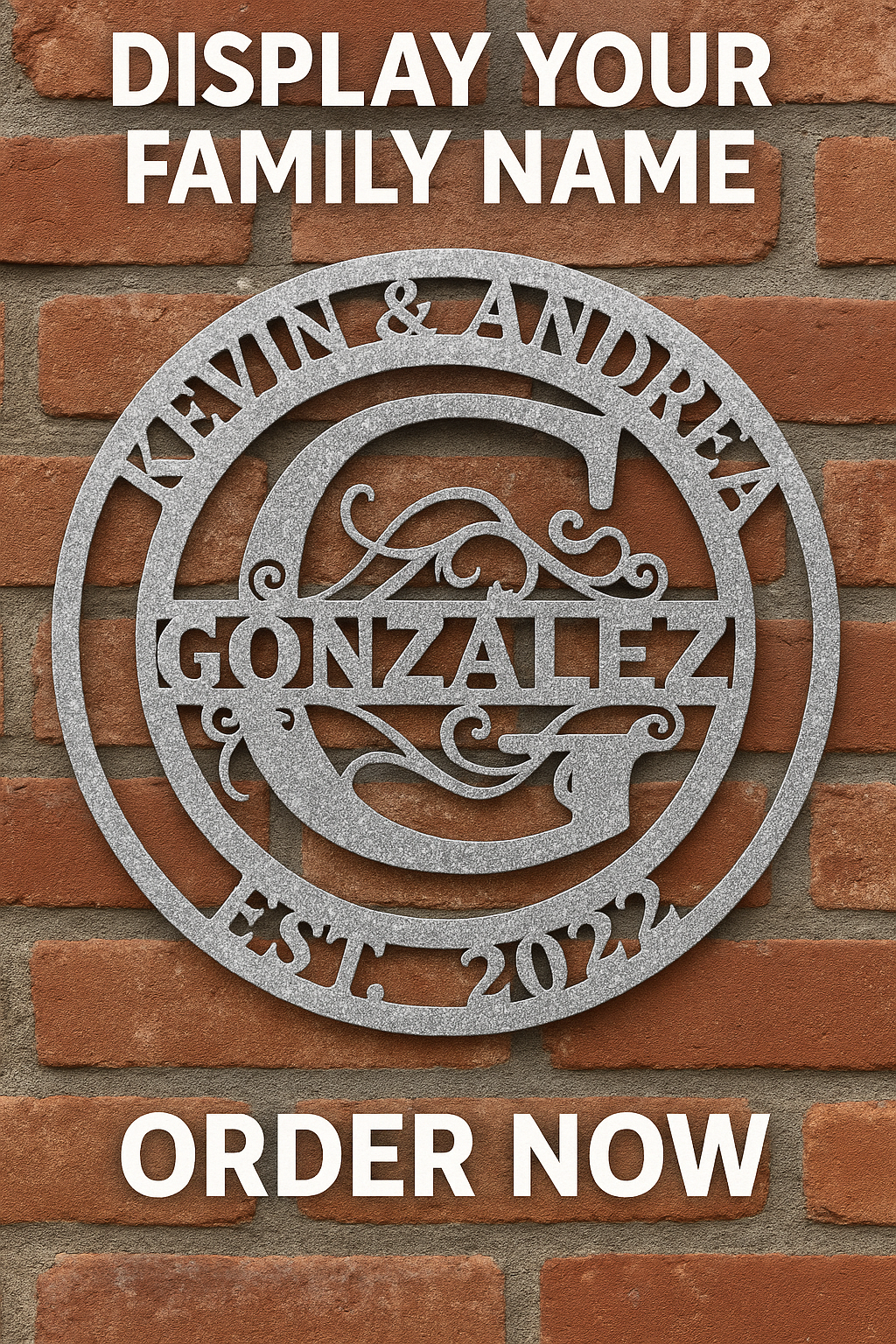 Custom Steel Family Name Sign – Powder Coat Finish – Personalized Wedding, Housewarming, or Anniversary Gift