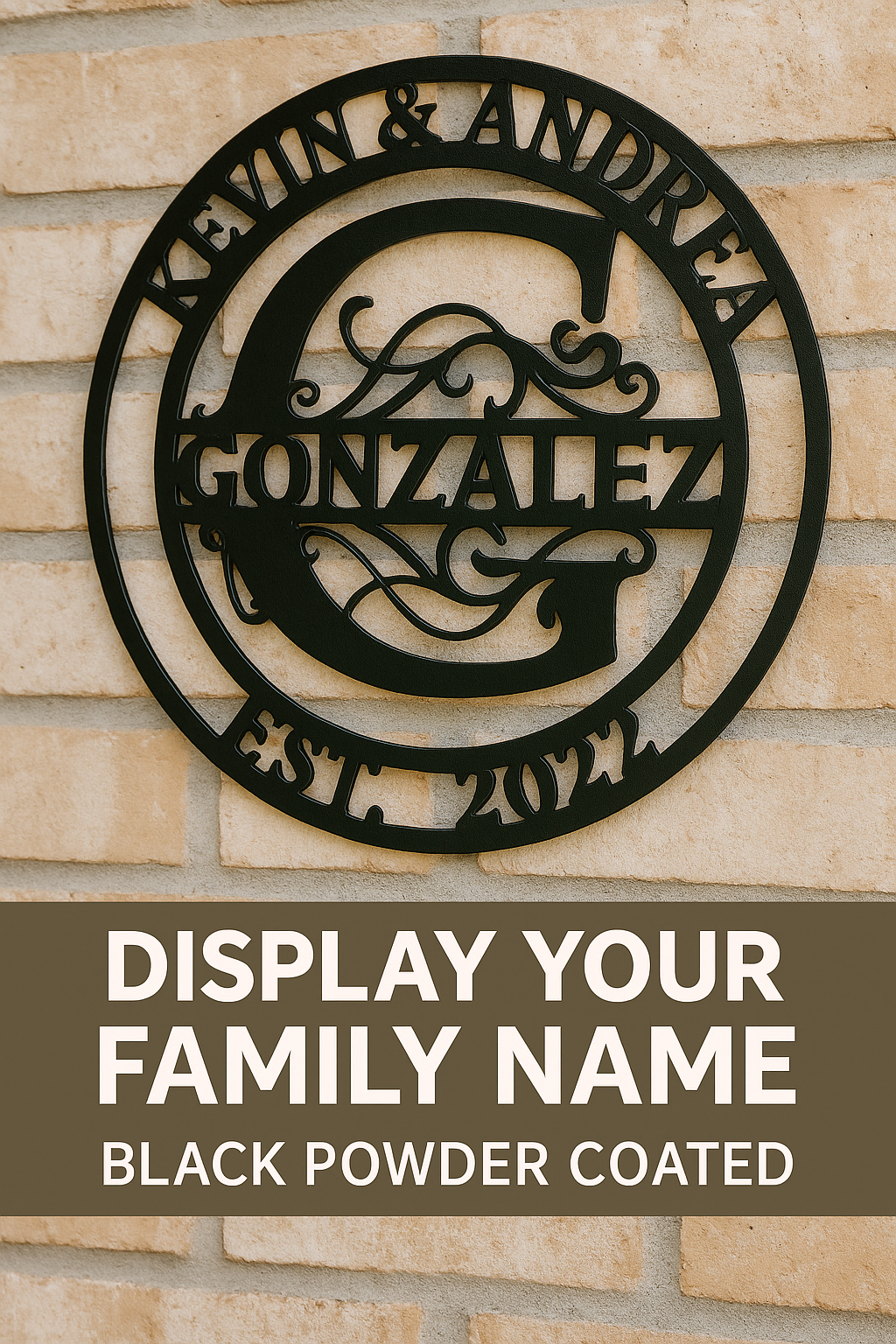 Custom Steel Family Name Sign – Powder Coat Finish – Personalized Wedding, Housewarming, or Anniversary Gift
