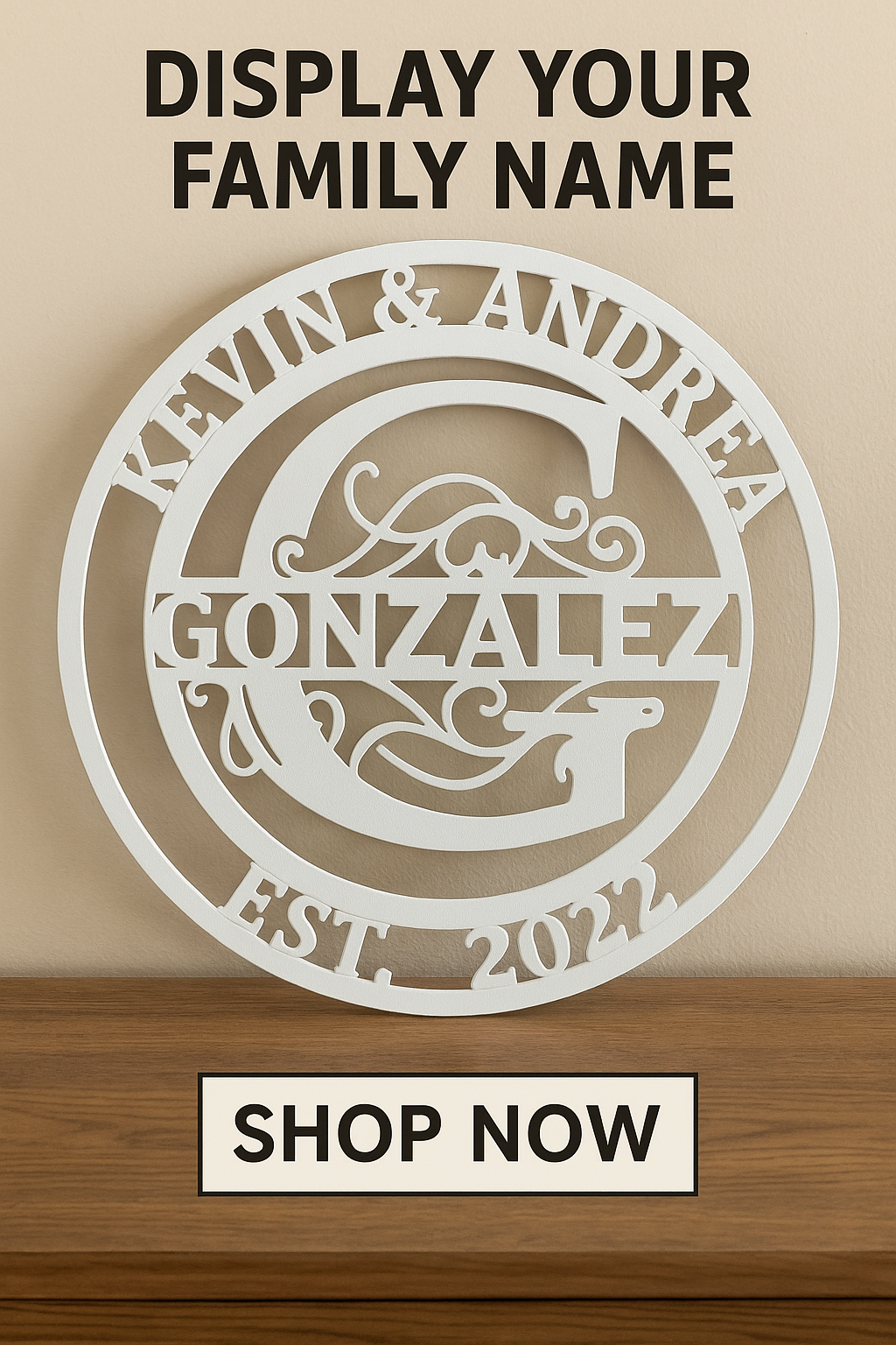 Custom Steel Family Name Sign – Powder Coat Finish – Personalized Wedding, Housewarming, or Anniversary Gift