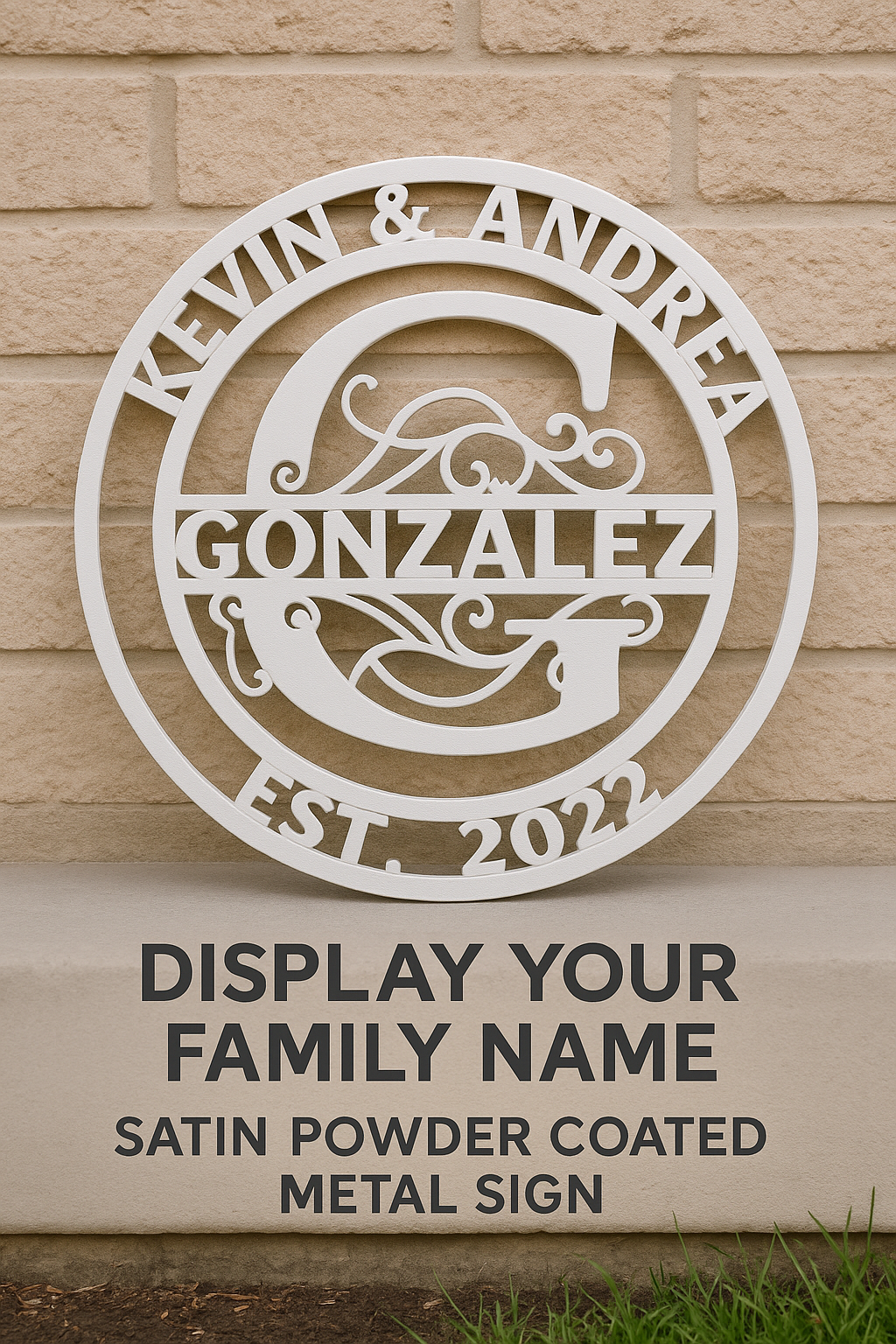 Custom Steel Family Name Sign – Powder Coat Finish – Personalized Wedding, Housewarming, or Anniversary Gift